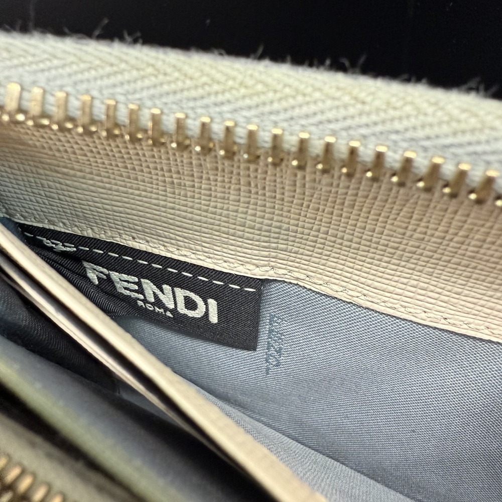 Fendi Monster Zip Around Long Wallet Pink Grey Studs 8M0299 Box Papers - Picture 12 of 15